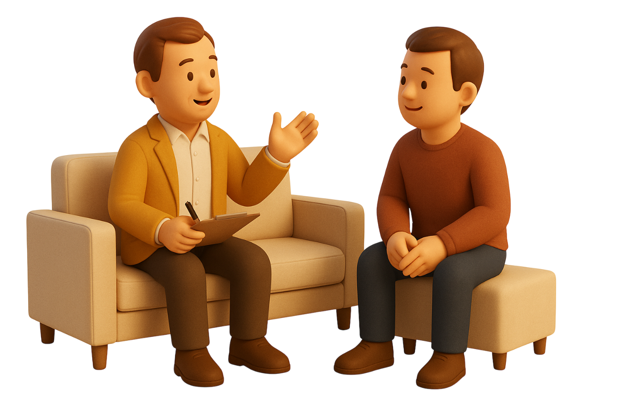 3D illustration of a landlord discussing with a property manager